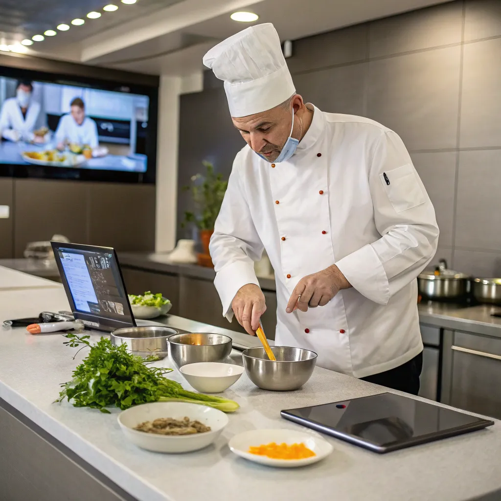 Professional chef teaching online culinary course